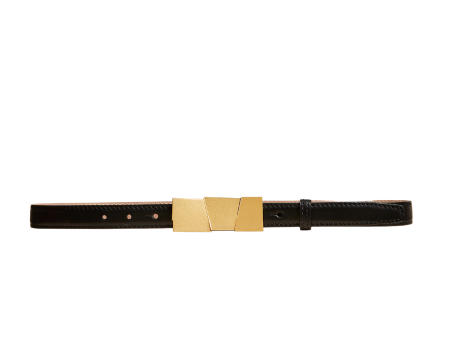 Axel Thin Gold Leather Belt Online now