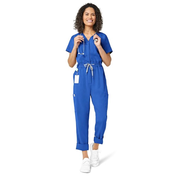 Wink Women s Zip Front Jumpsuit - Royal Blue Fashion