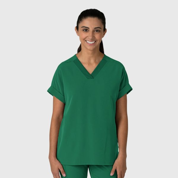 Wink Women s Drop Shoulder Boxy Scrub Top - Hunter Cheap