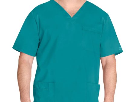 Cherokee Unisex 4-pocket V-Neck Top - Teal Discount