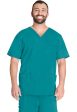 Cherokee Unisex 4-pocket V-Neck Top - Teal Discount