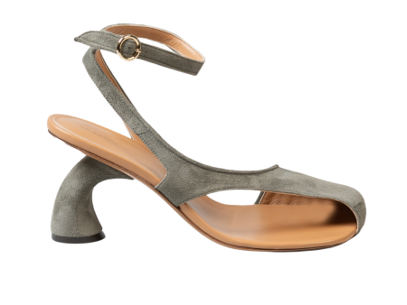 Virgo Asymmetric Light Grey Suede Sandals Online now