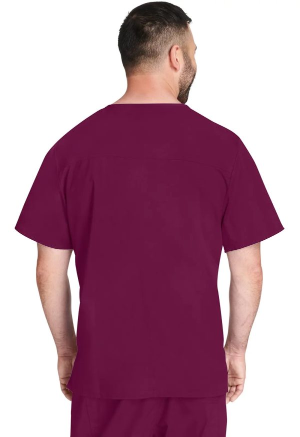 Cherokee Unisex 4-pocket V-Neck Top - Wine Hot on Sale