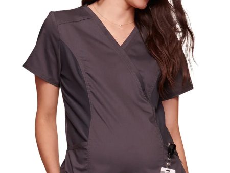 Cherokee Maternity Mock Wrap Top - Pewter For Cheap