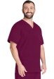 Cherokee Unisex 4-pocket V-Neck Top - Wine Hot on Sale