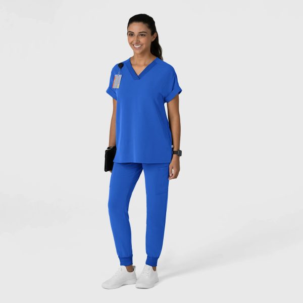 Wink Women s Drop Shoulder Boxy Scrub Top - Royal Blue Online now