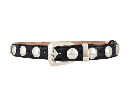 Benny Leather Belt with Silver Studs For Cheap