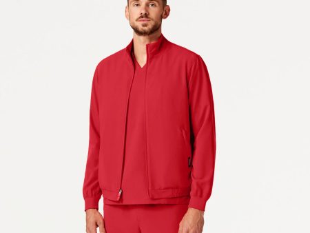 Jaanuu Men s Wolfe Everyday 6-Pocket Scrub Jacket - Brilliant Red on Sale