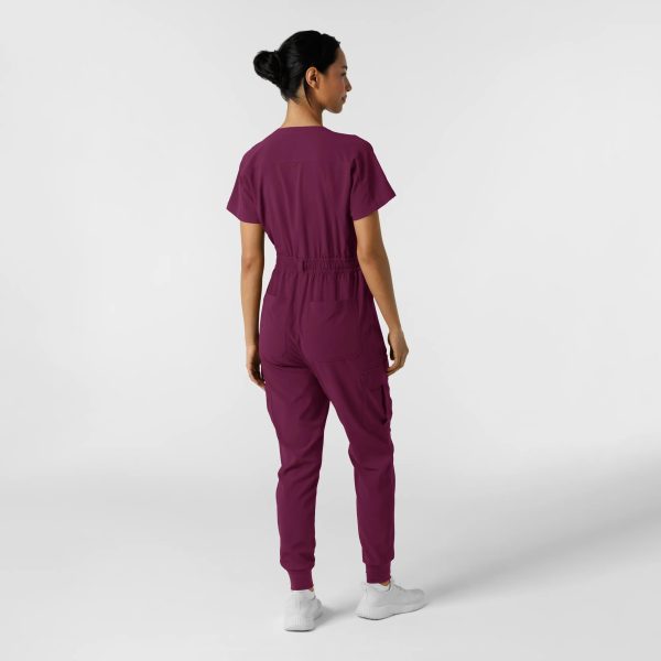 Wink Women s Cargo Jogger Scrub Jumpsuit - Wine Online Hot Sale