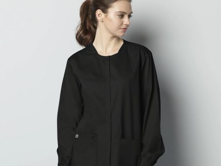 Wink Unisex Snap Front Jacket - Black For Cheap