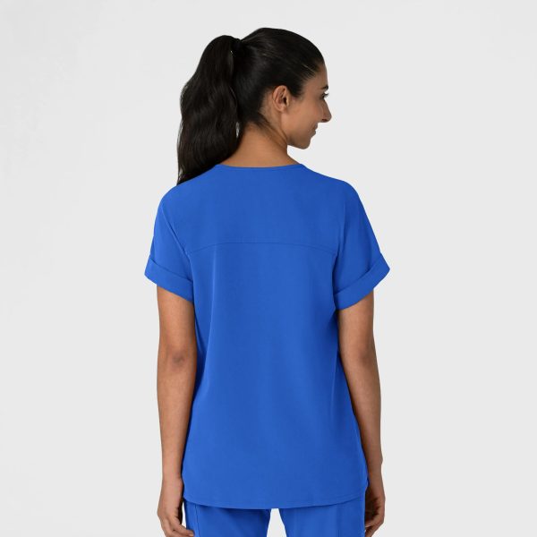 Wink Women s Drop Shoulder Boxy Scrub Top - Royal Blue Online now