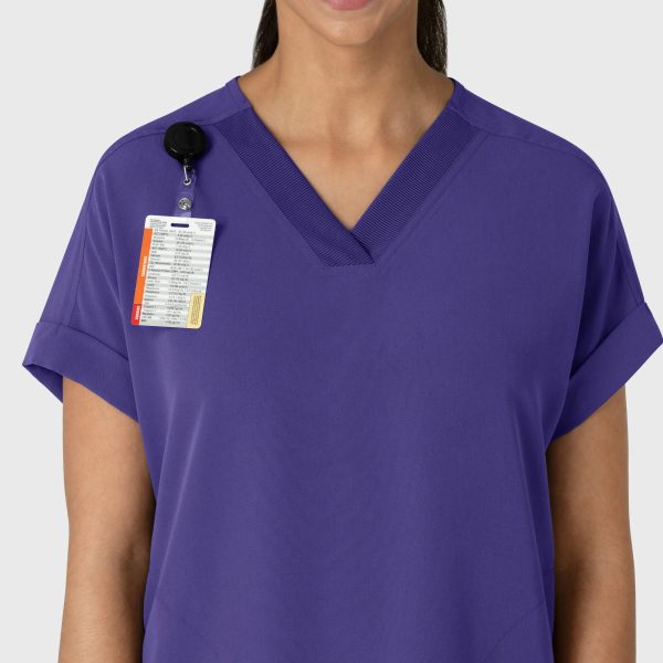 Wink Women s Drop Shoulder Boxy Scrub Top - Grape For Discount