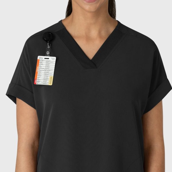 Wink Women s Drop Shoulder Boxy Scrub Top - Black Online Sale