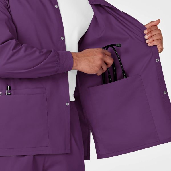 Wink Unisex Snap Front Jacket - Eggplant Hot on Sale