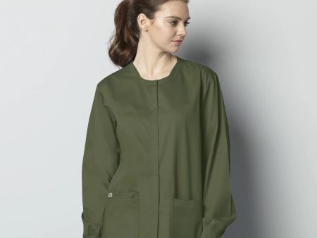 Wink Unisex Snap Front Jacket - Olive Online now