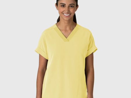 Wink Women s Drop Shoulder Boxy Scrub Top - Sunshine Yellow Online now