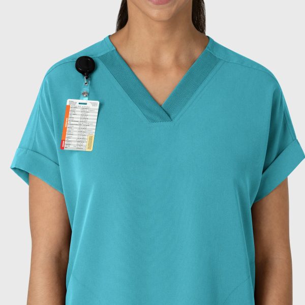 Wink Women s Drop Shoulder Boxy Scrub Top - Teal Sale