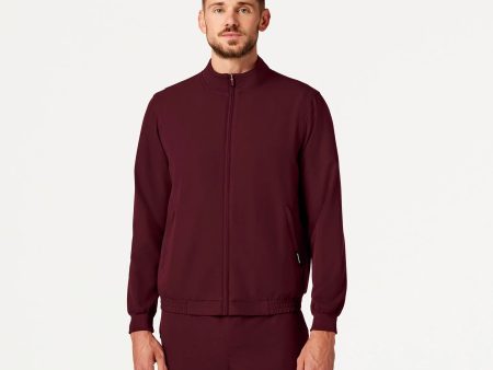 Jaanuu Men s Wolfe Everyday 6-Pocket Scrub Jacket - Burgundy on Sale