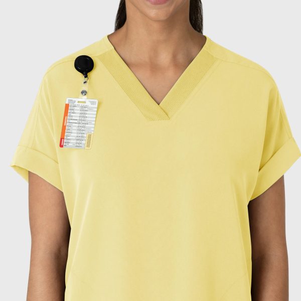 Wink Women s Drop Shoulder Boxy Scrub Top - Sunshine Yellow Online now