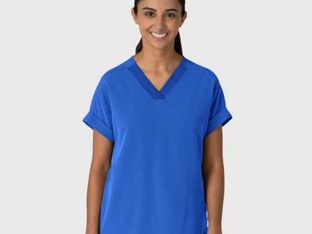 Wink Women s Drop Shoulder Boxy Scrub Top - Royal Blue Online now