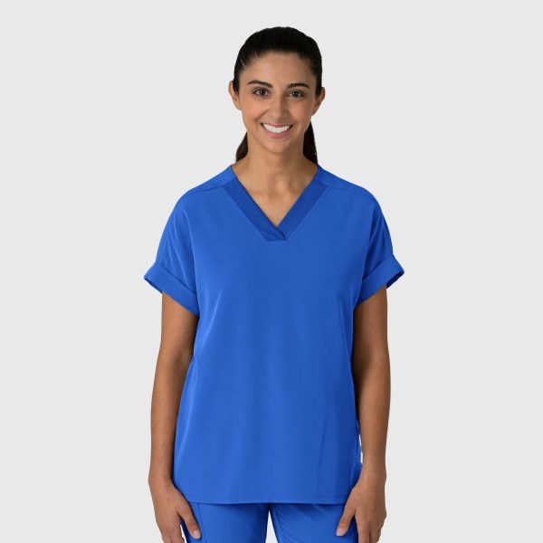 Wink Women s Drop Shoulder Boxy Scrub Top - Royal Blue Online now