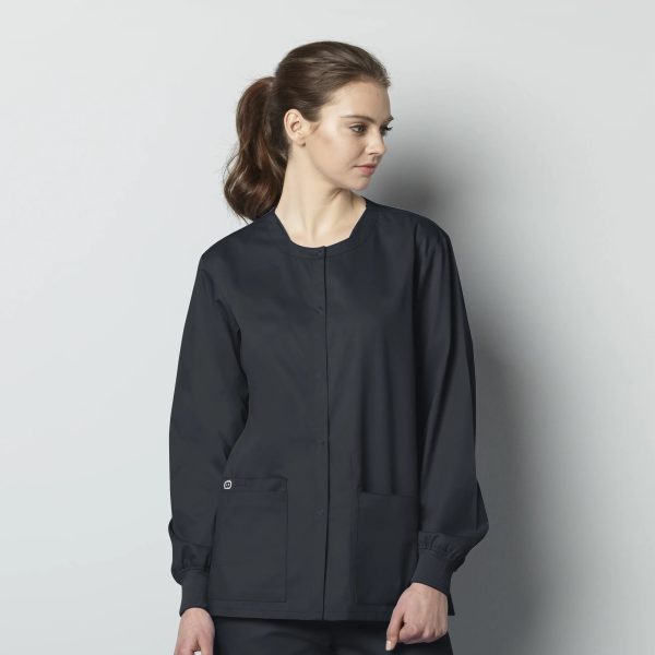 Wink Unisex Snap Front Jacket - Pewter Online Sale