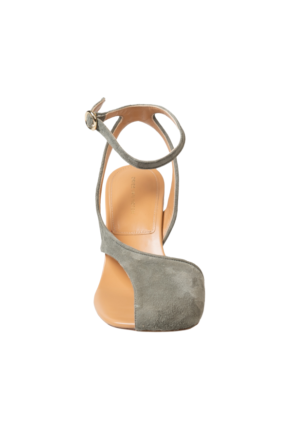 Virgo Asymmetric Light Grey Suede Sandals Online now