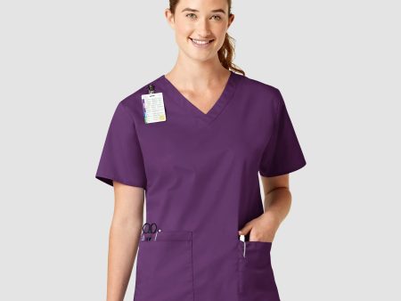 Wink Women s WonderWORK V-Neck Scrub Top - Eggplant Fashion