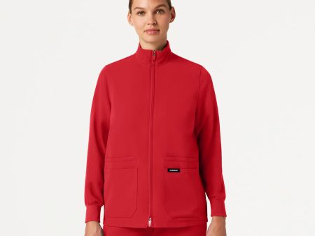 Jaanuu Women s Ceri Essential 6-Pocket Scrub Jacket - Brilliant Red Online Hot Sale