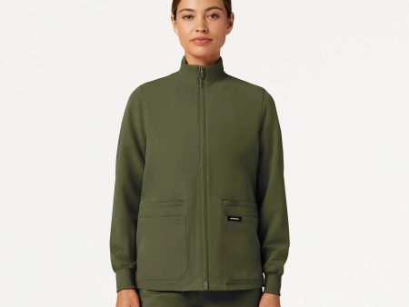 Jaanuu Women s Ceri Essential 6-Pocket Scrub Jacket - Olive For Sale