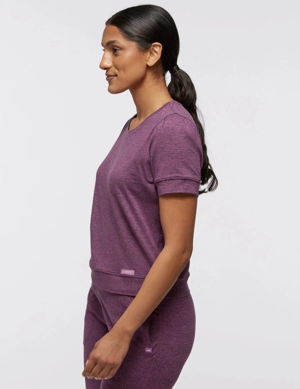 Jaanuu Women s Puff-Sleeve Lounge Top - Heather Blackberry Discount