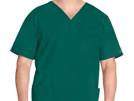 Cherokee Unisex 4-pocket V-Neck Top - Hunter Green Online