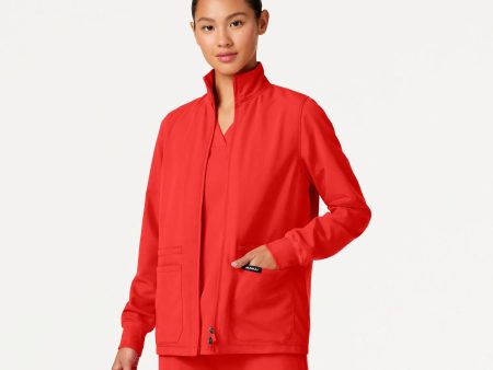 Jaanuu Women s Ceri Essential 6-Pocket Scrub Jacket - Solar Red Sale