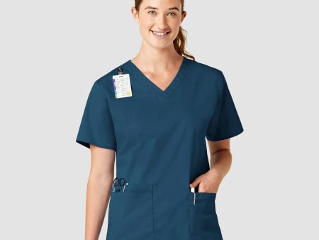 Wink Women s WonderWORK V-Neck Scrub Top - Caribbean Blue Fashion