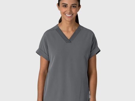 Wink Women s Drop Shoulder Boxy Scrub Top - Pewter Online Hot Sale