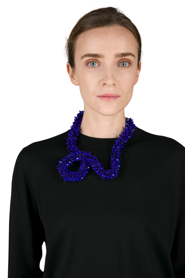 Abstract Twisted Necklace in Blue Cheap