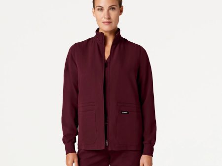 Jaanuu Women s Ceri Essential 6-Pocket Scrub Jacket - Burgundy Discount