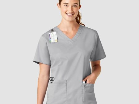 Wink Women s WonderWORK V-Neck Scrub Top - Grey Hot on Sale