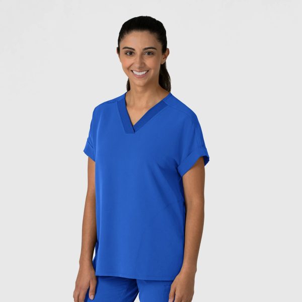 Wink Women s Drop Shoulder Boxy Scrub Top - Royal Blue Online now