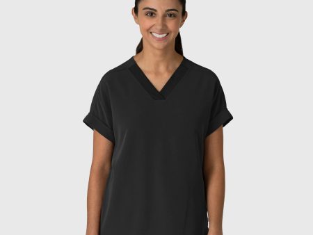 Wink Women s Drop Shoulder Boxy Scrub Top - Black Online Sale