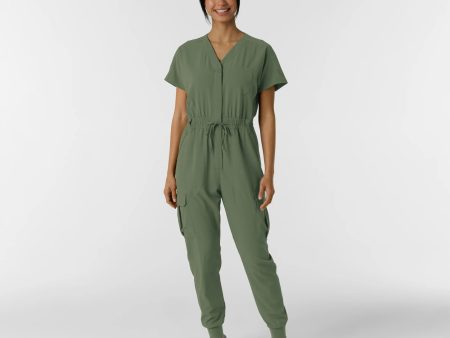 Wink Women s Cargo Jogger Scrub Jumpsuit - Olive Cheap