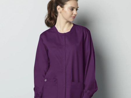 Wink Unisex Snap Front Jacket - Eggplant Hot on Sale