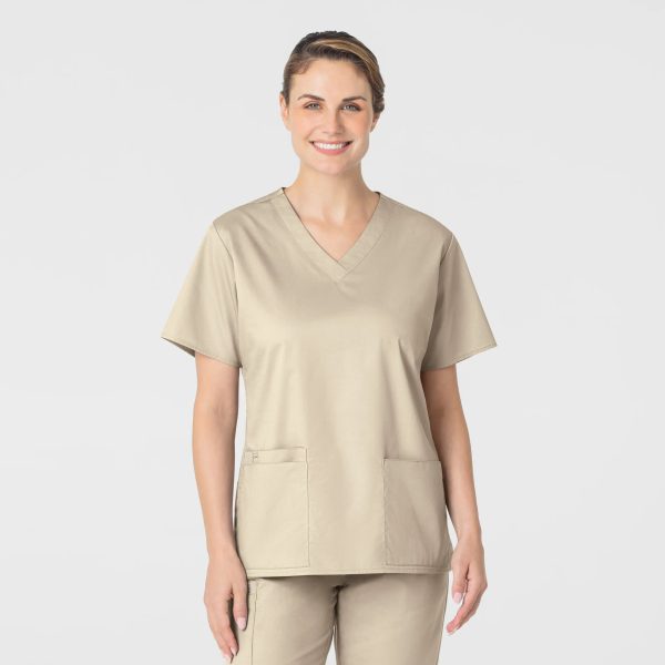 Wink Women s WonderWORK V-Neck Scrub Top - Khaki Supply