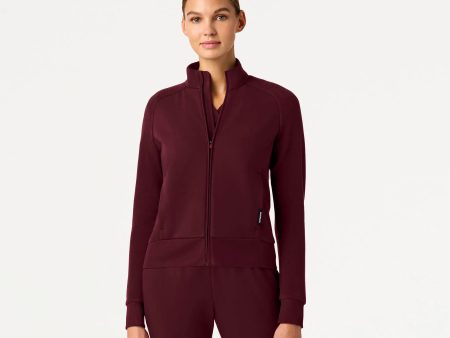 Jaanuu Women s Cloud Hybrid Fleece Bomber Jacket - Burgundy Fashion