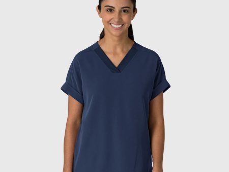 Wink Women s Drop Shoulder Boxy Scrub Top - Navy For Discount