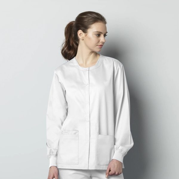 Wink Unisex Snap Front Jacket - White Supply