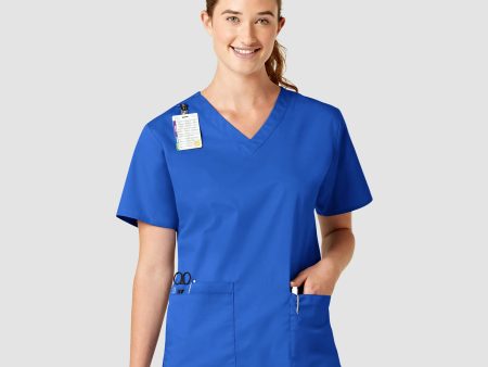 Wink Women s WonderWORK V-Neck Scrub Top - Royal Blue Cheap