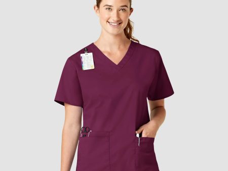 Wink Women s WonderWORK V-Neck Scrub Top - Wine Hot on Sale