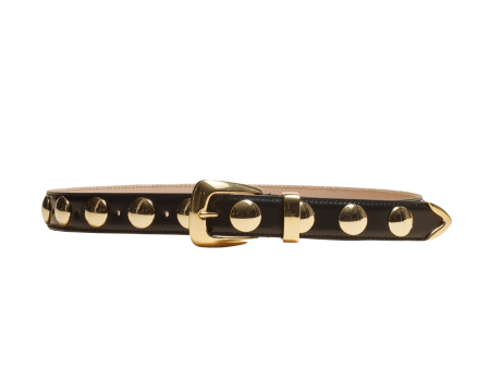 Benny Leather Gold Studded Belt For Sale