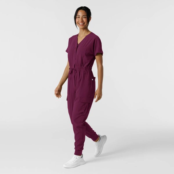 Wink Women s Cargo Jogger Scrub Jumpsuit - Wine Online Hot Sale